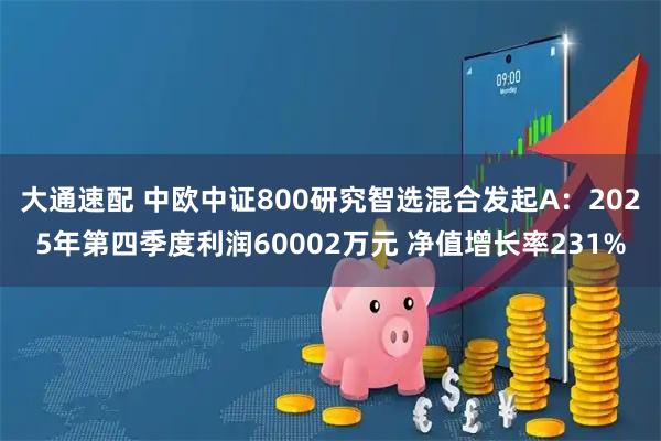 大通速配 中欧中证800研究智选混合发起A：2025年第四季度利润60002万元 净值增长率231%